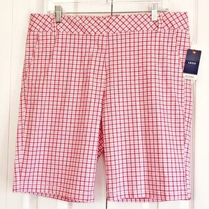 NWT Izod Preppy Pink Plaid Print Bar Harbor Bermuda Shorts 16